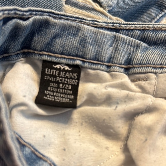 Elite Jeans Blue Straight Leg Jeans with Distressed Knees - Picture 2 of 6